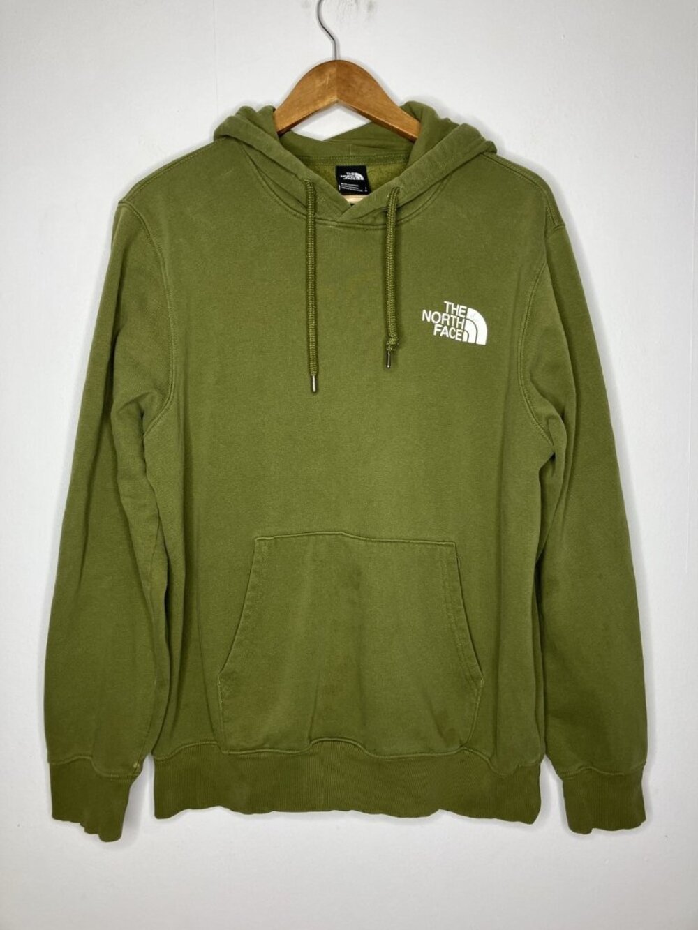 The North Face Men's Large Large Pullover Hoodie Sweatshirt Green FLAW READ